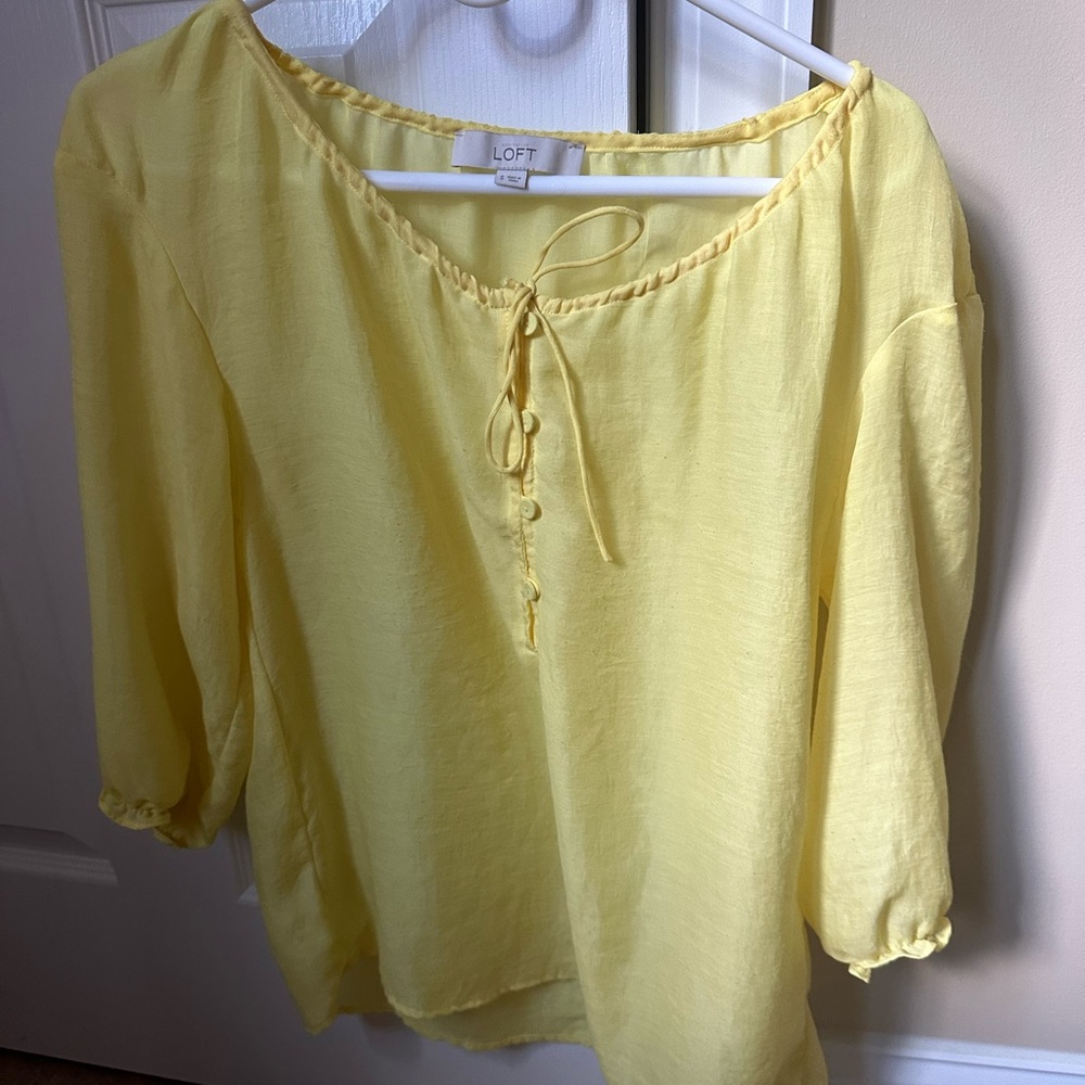 LOFT yellow peasant blouse .  Worn only a couple times. EUC. Small